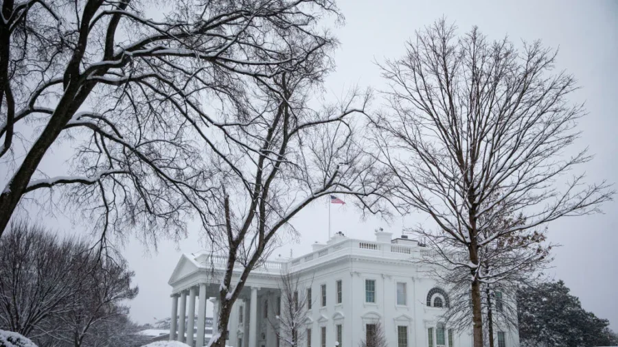 A View of the US Capitol as a Snowstorm Bears Down on Washington