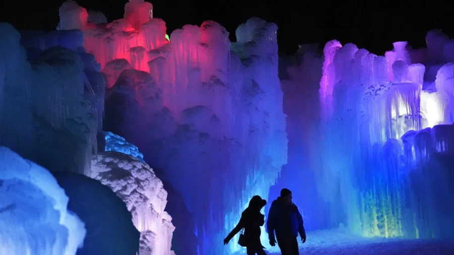 Dazzling Ice Castles Draw Tourists to New Hampshire and Other States