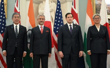 U.S. Secretary of State Marco Rubio (2R) stands alongside Indo-Pacific Quad ministers (L-R) Japanese Foreign Minister Iwaya Takeshi, Indian Foreign Minister Subrahmanyam Jaishankar, and Australian Foreign Minister Penny Wong, during a photo opportunity before meetings at the State Department in Washington on Jan. 21, 2025. (Andrew Caballero-Reynolds/AFP via Getty Images)