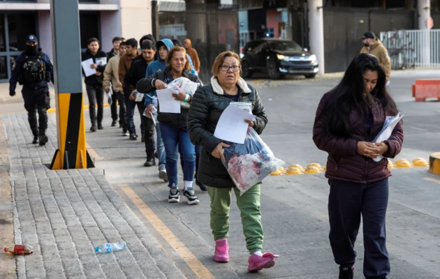A group of deportees is repatriated to Mexico the day after the second inauguration of President Donald Trump in Nogales, Mexico, on Jan. 21, 2025. (John Moore/Getty Images)