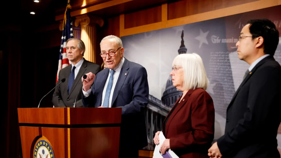 Schumer and Other Democrat Senators Meet on Federal Aid Freezes