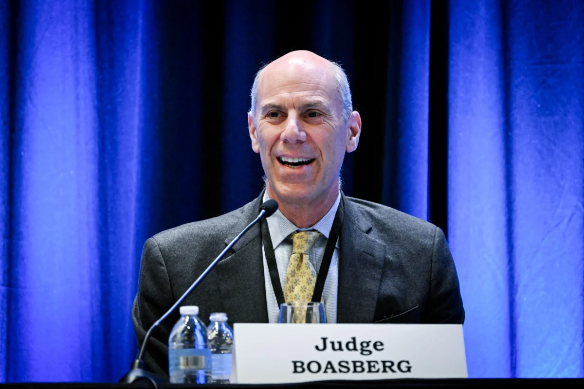 James Boasberg, chief judge of the U.S. District Court for the District of Columbia, attends a panel discussion at the annual American Board Association (ABA) Spring Antitrust Meeting at the Marriott Marquis in Washington on April 2, 2025. (Drew Angerer/AFP via Getty Images)