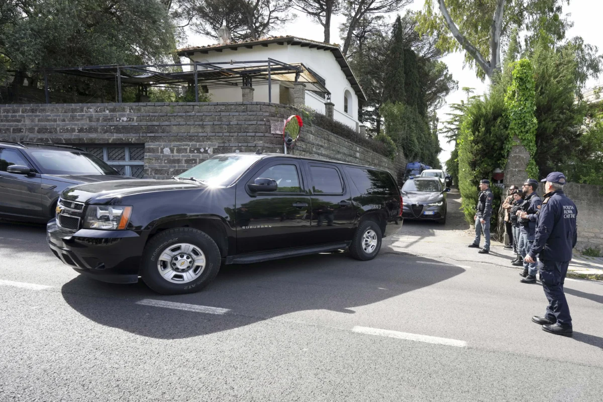 U.S. delegates leave the Omani Embassy in Rome after closed-door meeting with an Iranian delegation to discuss Tehran's rapidly advancing nuclear program, on April 19, 2025. (Andrew Medichini/AP Photo)