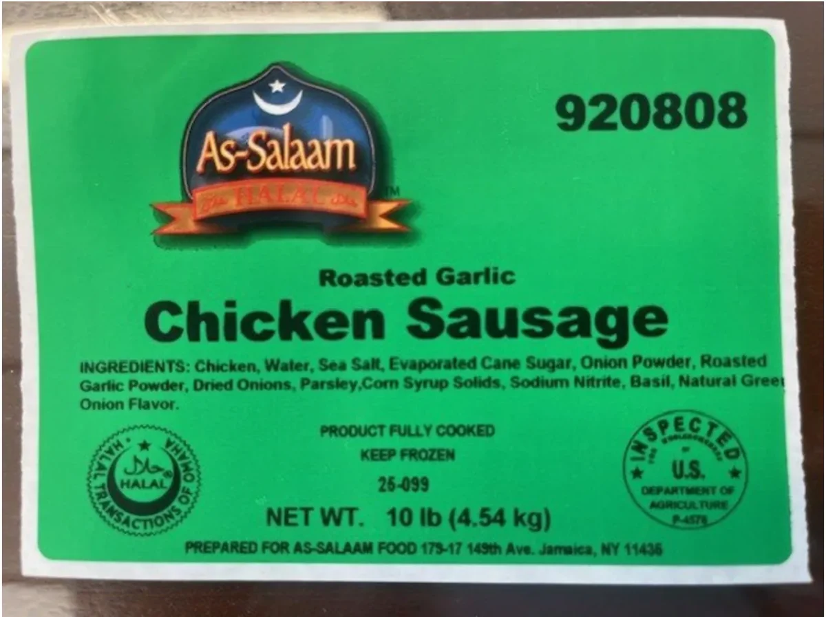As-Salaam Roasted Garlic Chicken Sausage. (FSIS)
