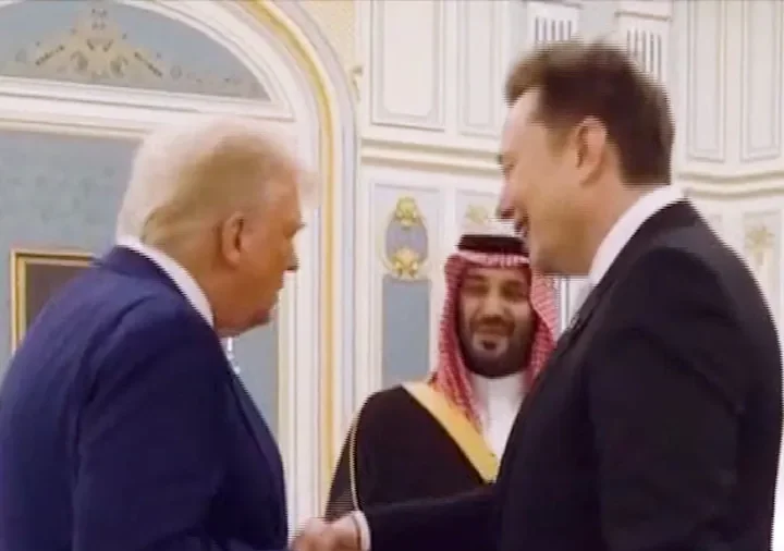 Trump, Prince Mohammed Greet Musk in Saudi Arabia