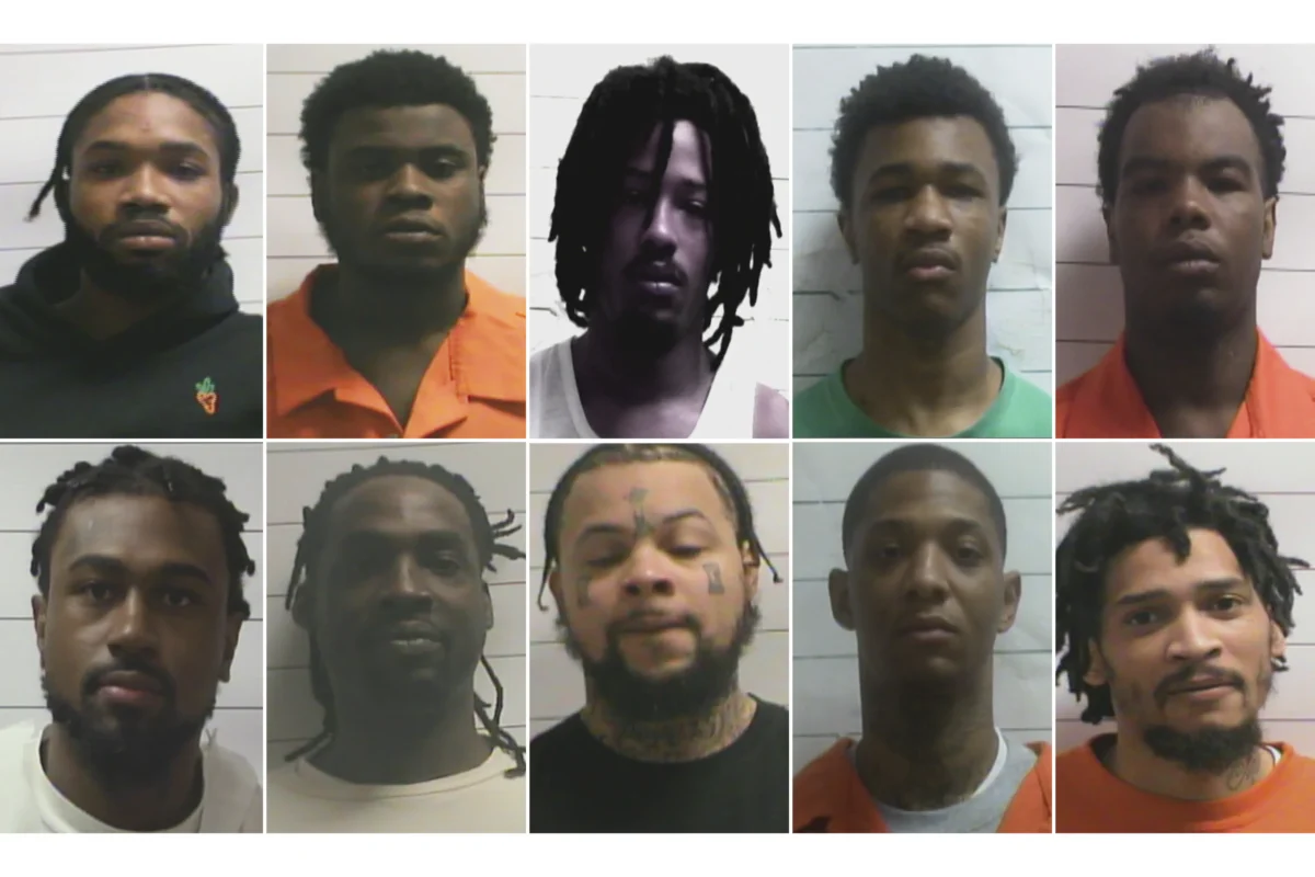 (Top L-R): Dkenan Dennis, Gary C Price, Robert Moody, Kendell Myles, and Corey E Boyd. (Bottom L–R): Lenton Vanburen Jr, Jermaine Donald, Antonine T Massey, Derrick D. Groves, and Leo Tate Sr. (Orleans Parish Sheriff's Office via AP)