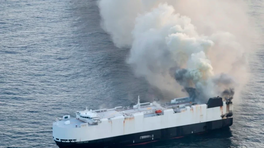 22 Crew Members Rescued From Lifeboat in North Pacific After Ship Carrying 3,000 Cars Catches Fire