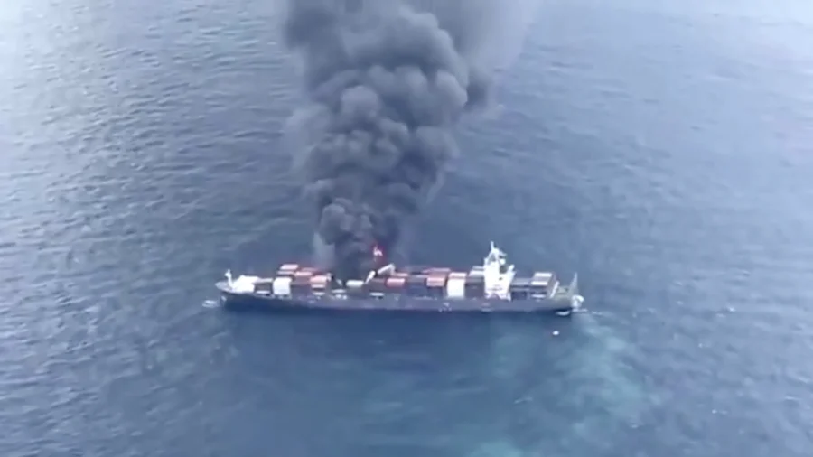 Explosions, Fires on Singapore-flagged Cargo Ship in Indian Ocean