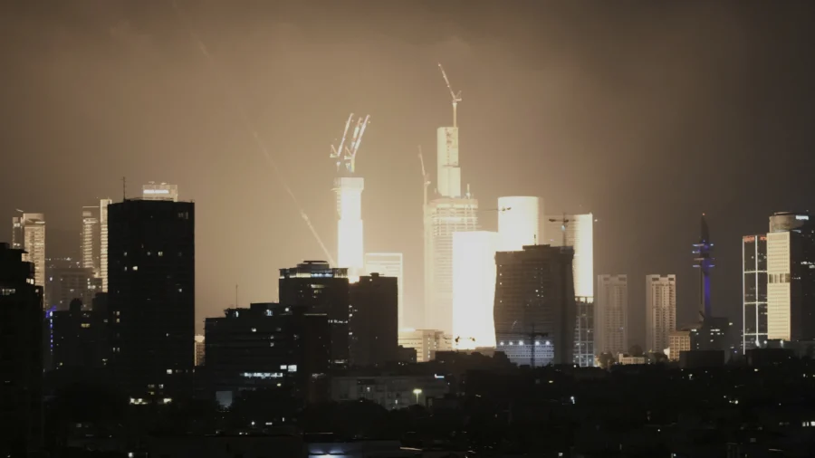 Views of Various Skylines, Ground Shots After Iran Fires Missiles at Israel