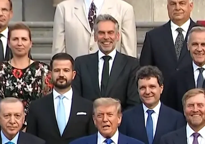 Trump Joins Group Photo With NATO Leaders in the Netherlands | NTD
