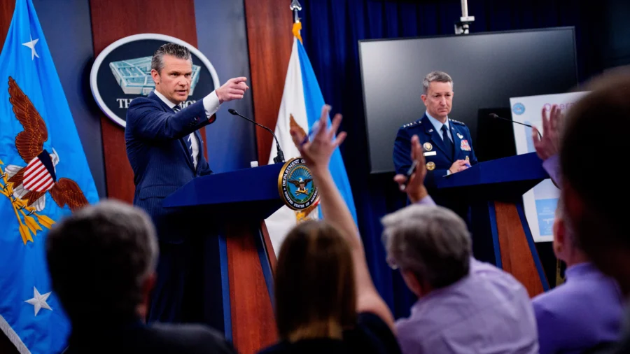 Hegseth, Caine Hold Pentagon Press Briefing