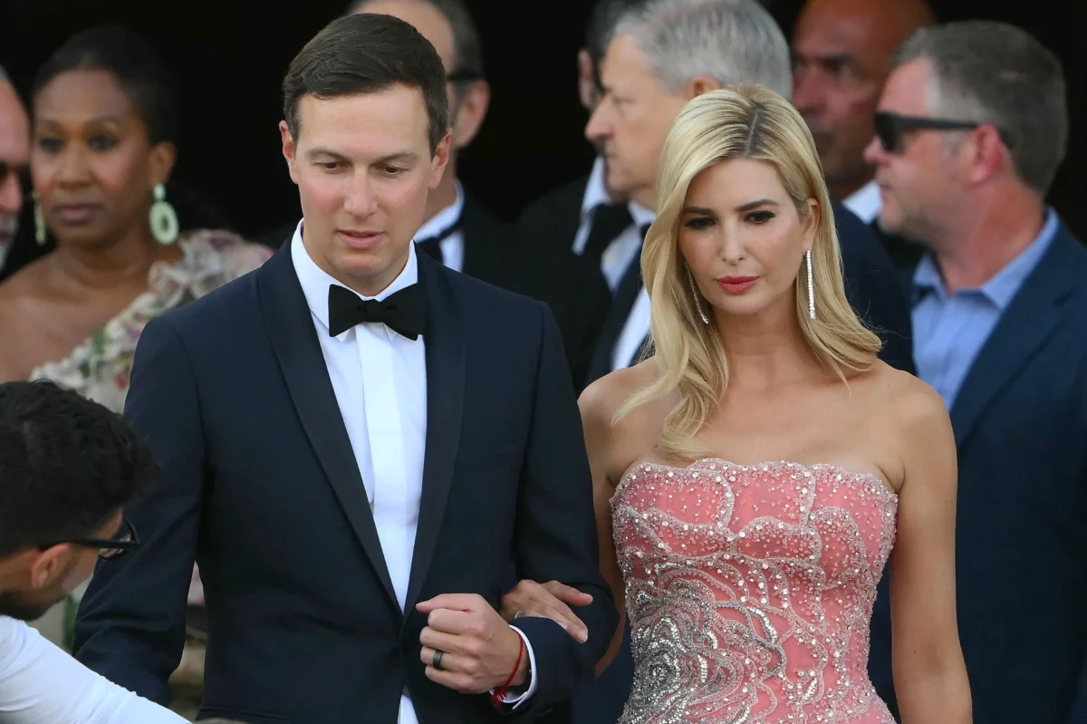 Jared Kushner and his wife, Ivanka Trump, leave the St. Regis Hotel on the wedding day of Amazon founder Jeff Bezos with Lauren Sanchez, in Venice, Italy, on June 27, 2025. (Marco Bertorello/AFP via Getty Images)