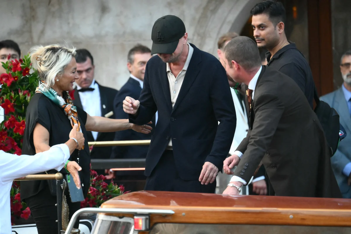 Actor Leonardo DiCaprio leaves the Gritti Palace Hotel ahead of the wedding of Amazon's founder Jeff Bezos with Lauren Sanchez, in Venice, Italy, on June 26, 2025. (Marco Bertorello/AFP via Getty Images)