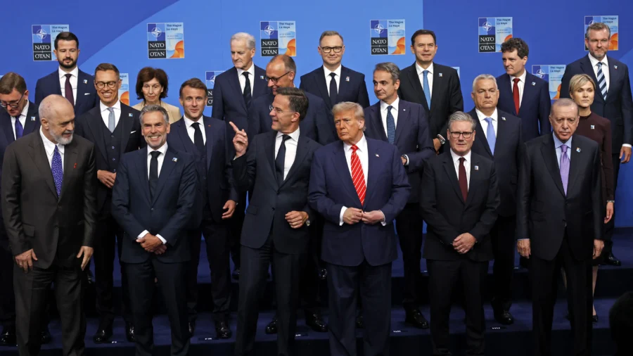 Trump, NATO Leaders Stand for Alliance Summit Photo