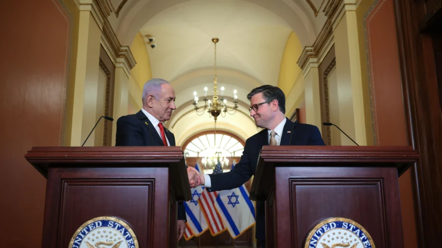 Israeli PM Netanyahu Meets With US House Speaker Johnson at Capitol Hill