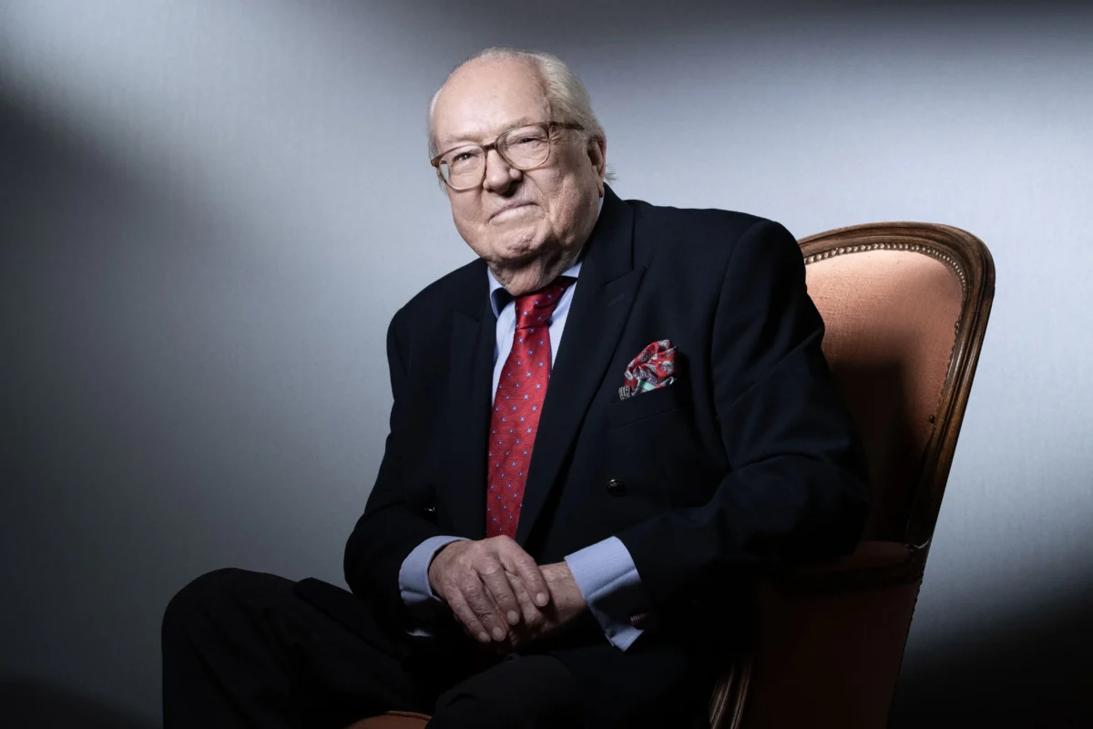 Founder of France's Front National (FN) party, Jean-Marie Le Pen, poses during a photo session at his home in Saint-Cloud, France, on Jan. 14, 2021. (Joel Saget/AFP via Getty Images)