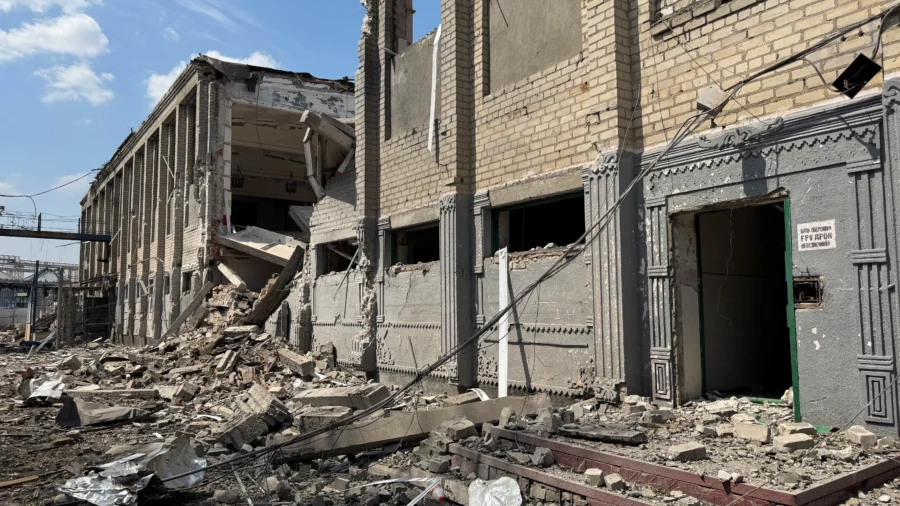 View of Kyiv Attack Site Following Russian Overnight Strikes