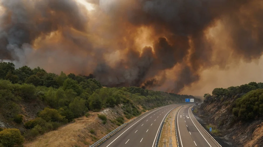 Wildfires Rage in the Ourense Province of Spain’s Galicia