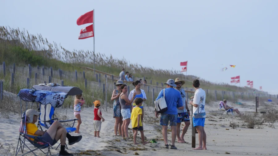 Hurricane Erin Offshore in Atlantic Churns Past North Carolina