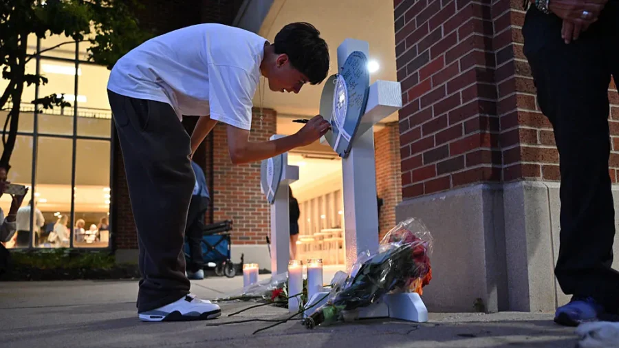 View of Scene at Minneapolis Catholic School After Fatal Shooting