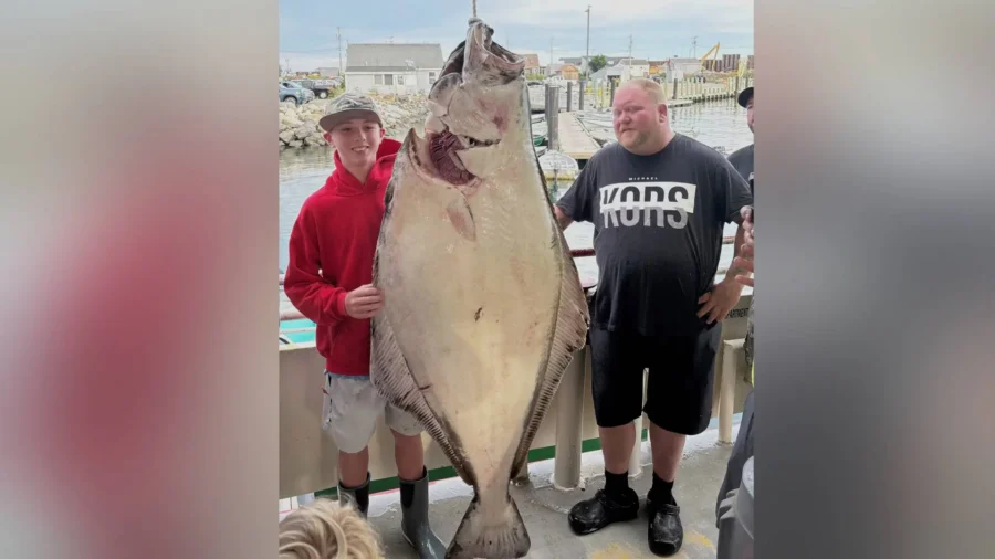 Teen Fisherman Reels in Huge Halibut Weighing Over 170 Pounds