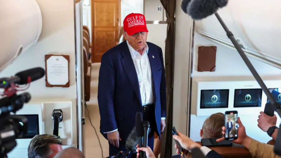 Trump Talks to Reporters Onboard Air Force One From London to Washington