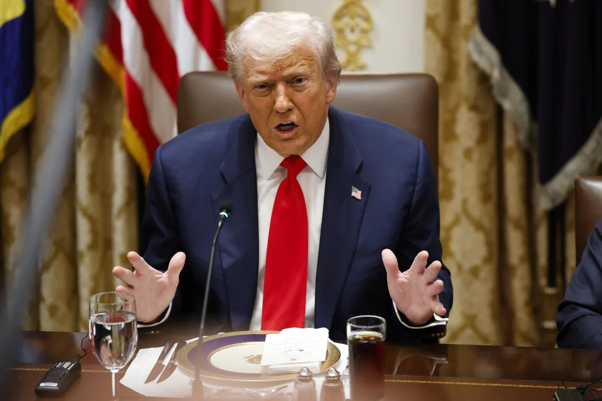 President Donald Trump speaks during a meeting with President of Argentina Javier Milei in the Cabinet Room at the White House on Oct. 14, 2025. (Kevin Dietsch/Getty Images)