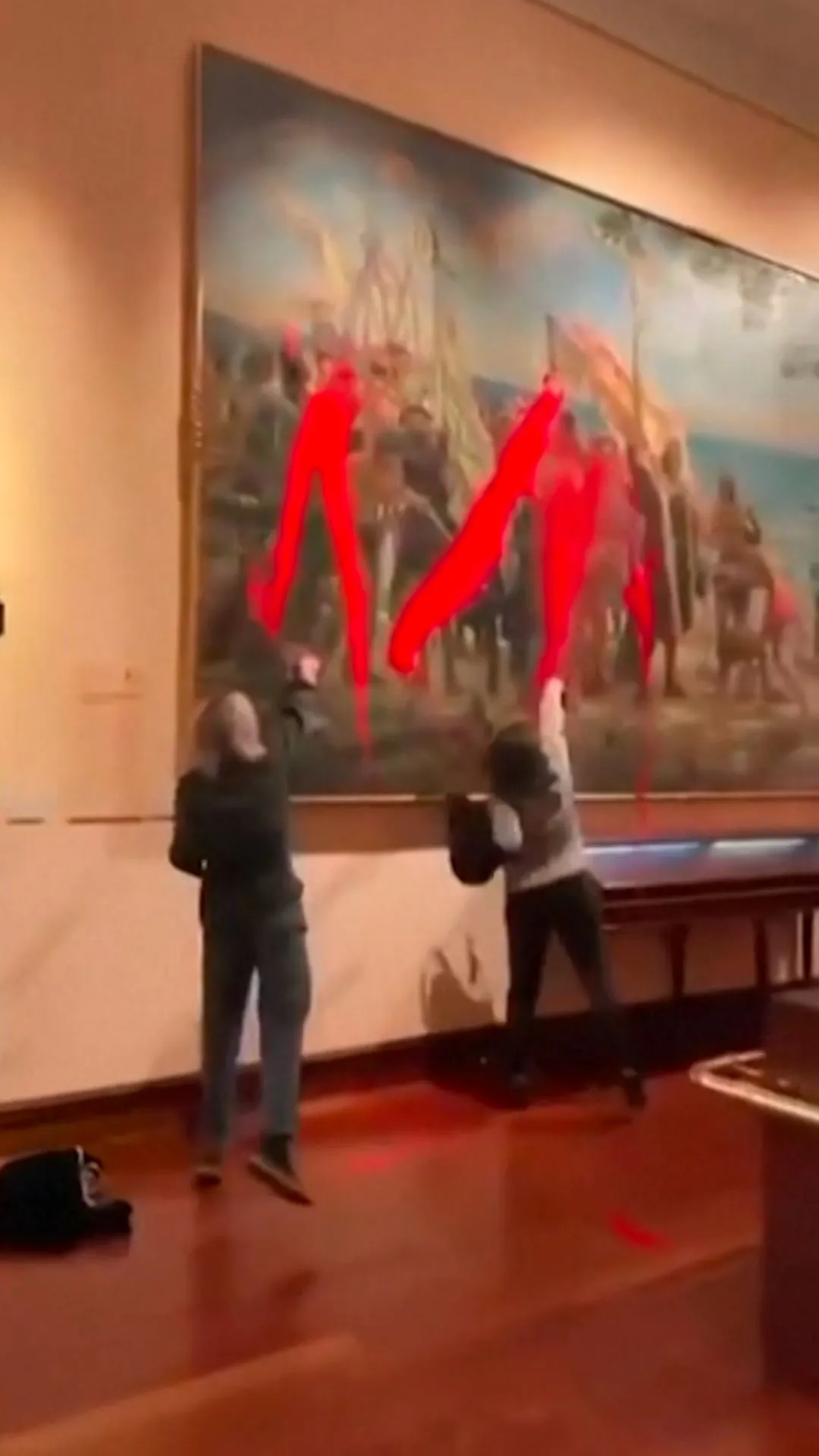 Climate Activists Vandalize Columbus Painting on Spain's National Day