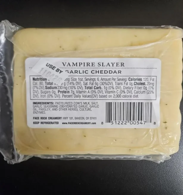 Photo of cheese product ingredient label (Courtesy of the FDA)