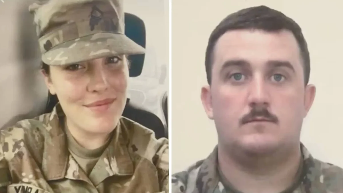 National guard members Sarah Beckstrom (L) and Andrew Wolfe, who were shot in Washington on Nov. 26, 2025. (Department of Justice via Reuters)