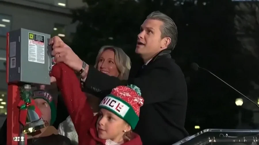 Sec. Hegseth Lights Pentagon Christmas Tree
