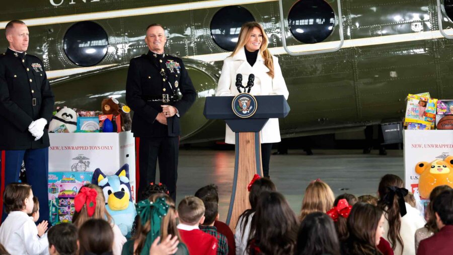 Melania Trump Participates in Toys for Tots Charity Drive
