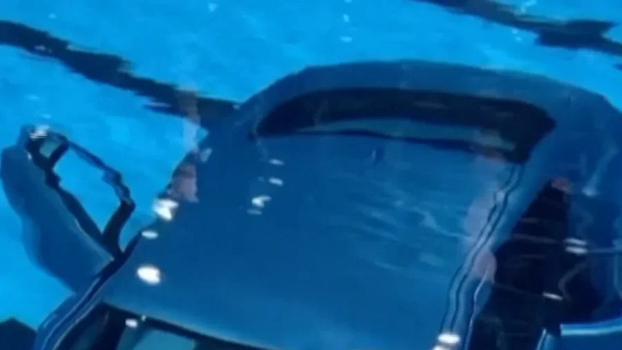 Sedan Plunges Into Municipal Pool in Southern France