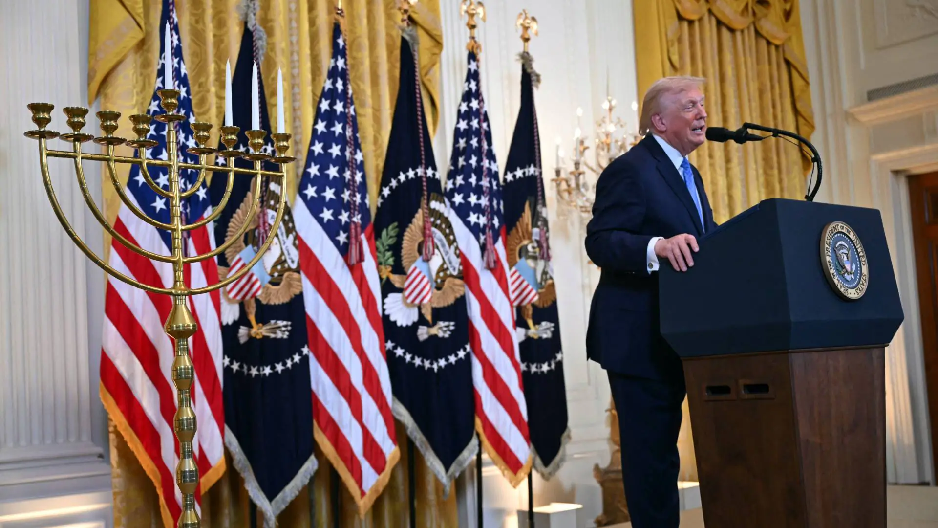 Trump Condemns Antisemitic Terror at Hanukkah Reception