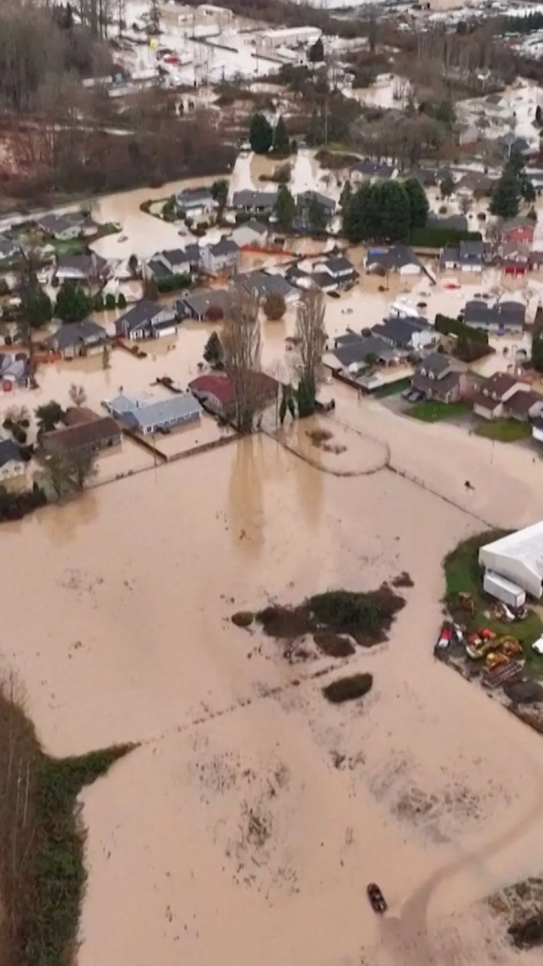 Drone Video Shows Scale of Floods in City of Pacific, Washington State ...