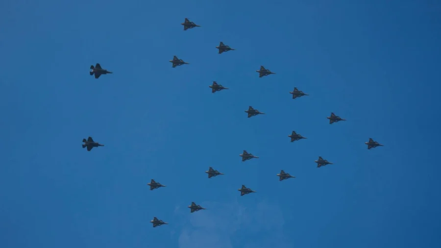 Jets Perform Flyover in Christmas Tree Formation