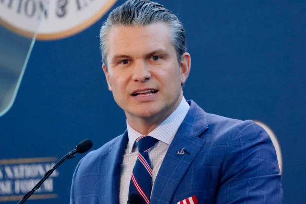 War Secretary Pete Hegseth speaks during the Reagan National Defense Forum at the Ronald Reagan Presidential Library in Simi Valley, Calif., on Dec. 6, 2025. (Jonathan Alcorn/Reuters)