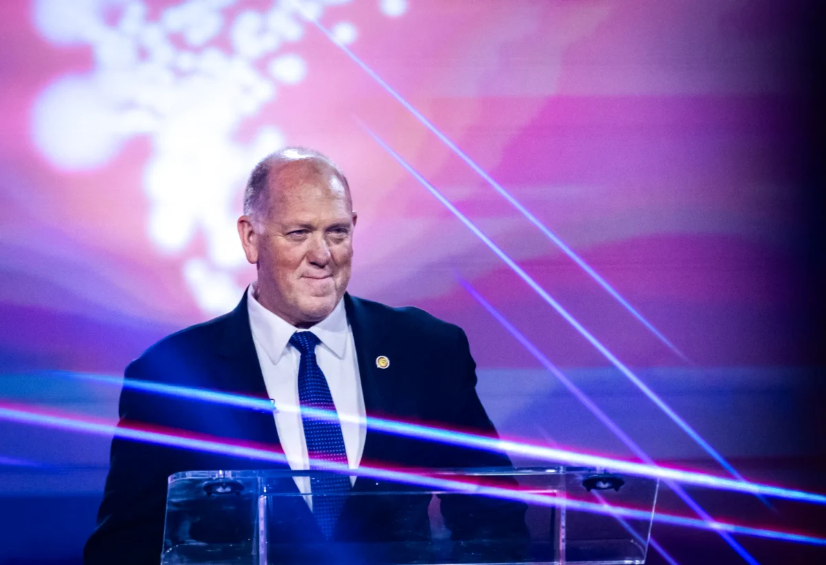White House border czar Tom Homan speaks at Turning Point USA's America Fest in Phoenix, Ariz., on Dec. 21, 2025. (John Fredricks/The Epoch Times)