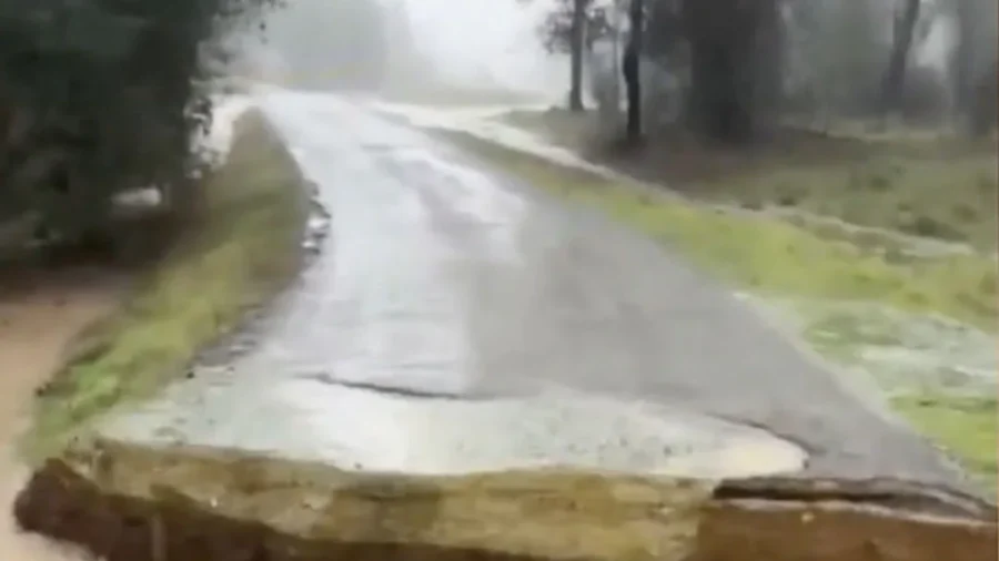 Section of Road Collapses in Redding, California