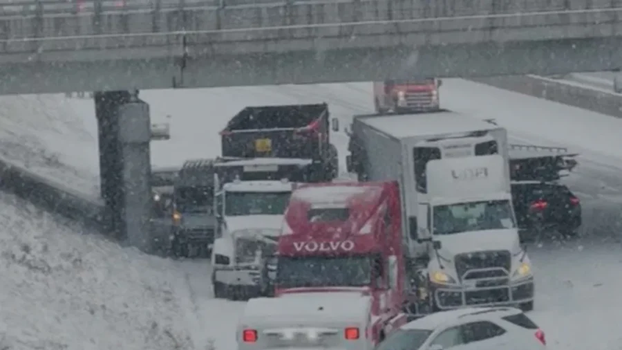 Vehicles Scattered Across Highway After Detroit Slammed With Snow