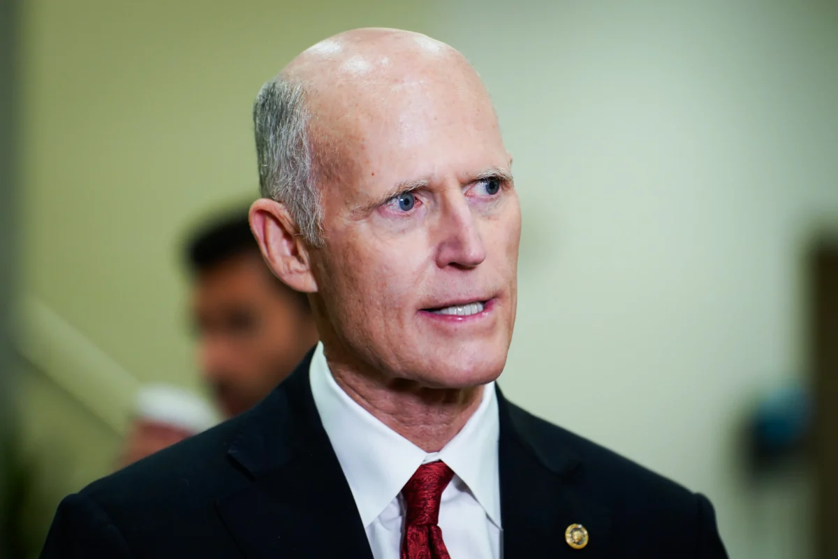 Sen. Rick Scott (R-Fla.) speaks during a press conference in the U.S. Capitol in Washington on July 11, 2023. (Madalina Vasiliu/The Epoch Times)