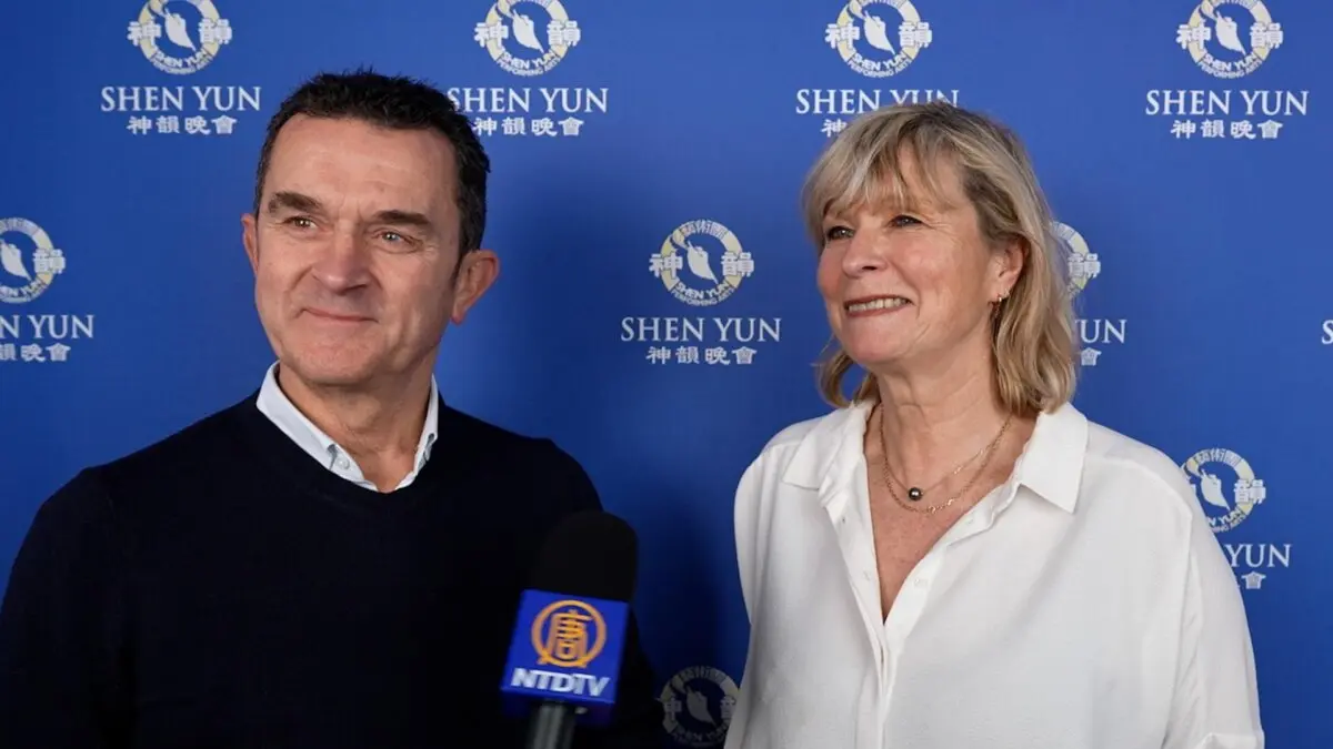 Vincent Bonnin and Laurence Colin attend Shen Yun at the Zénith in Rouen on Jan. 12, 2026.  (NTD)