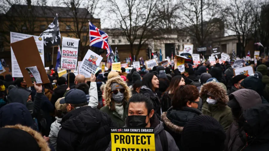 Protest Held at the Proposed Site for New Chinese Mega Embassy in London