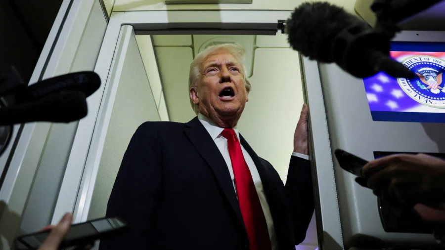 Trump Gaggles With Press on Air Force One En Route Joint Base Andrews
