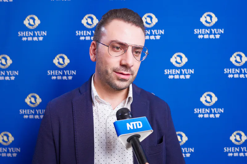 On the evening of Jan. 16, 2026, Milan City Council Member Francesco Rocca watched the fourth show of Shen Yun New York Company at the Teatro degli Arcimboldi in Milan. (NTD)