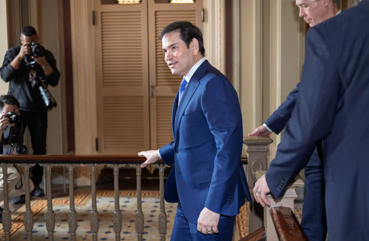 Secretary of State Marco Rubio arrives for a classified briefing with senators on the situation in Venezuela, at the Capitol in Washington, on Jan. 7, 2026. (J. Scott Applewhite/AP Photo)