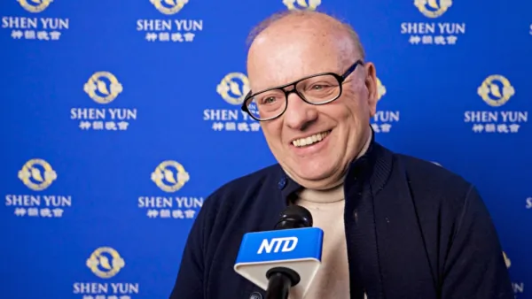 On the evening of Jan. 27, 2026, University professor Carlo Pruneti watched Shen Yun New York Company’s premier in the western Italian city of Livorno at the Teatro Goldoni. (NTD)