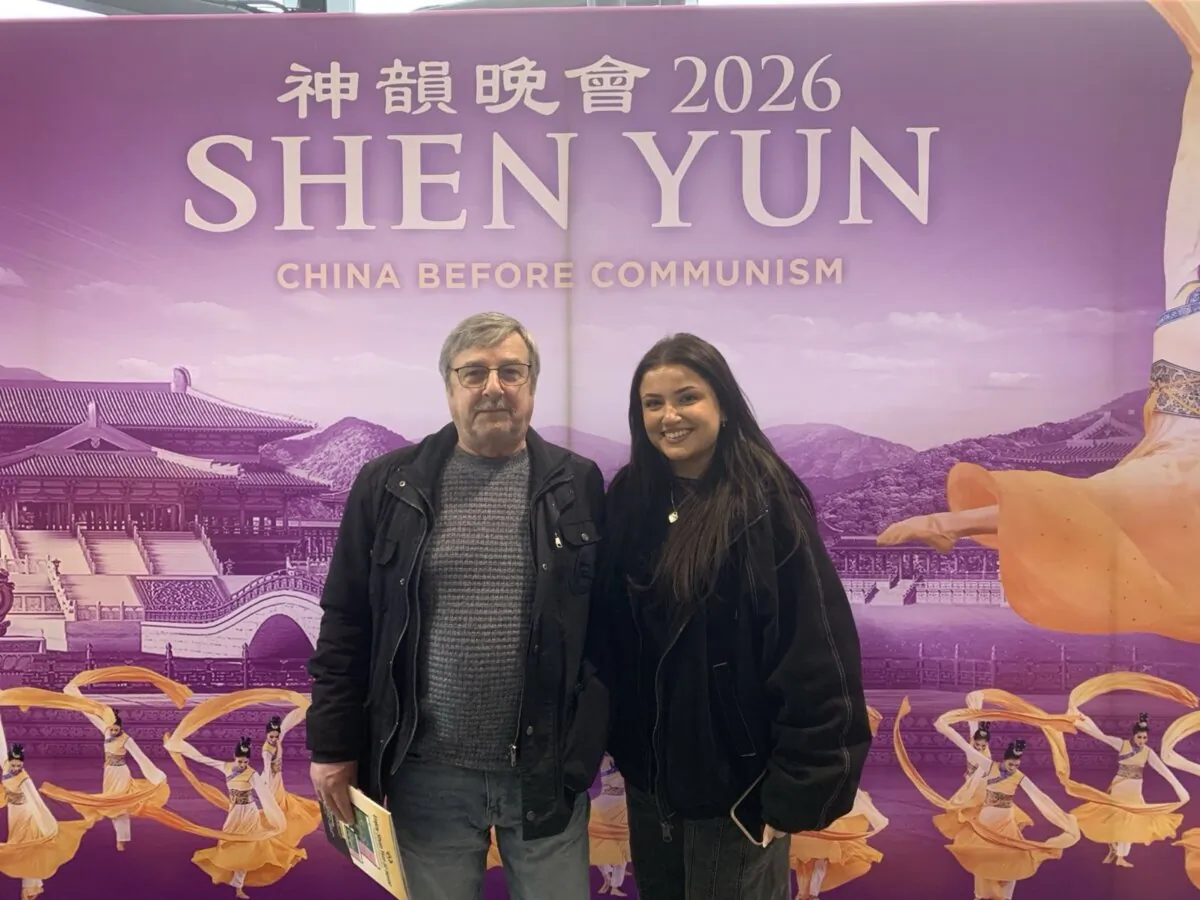 Ronnie McNeil and Jade Nicol attended Shen Yun Performing Arts at the SEC Armadillo in Glasgow on Feb. 7, 2026. (Eddie Aitken/The Epoch Times)