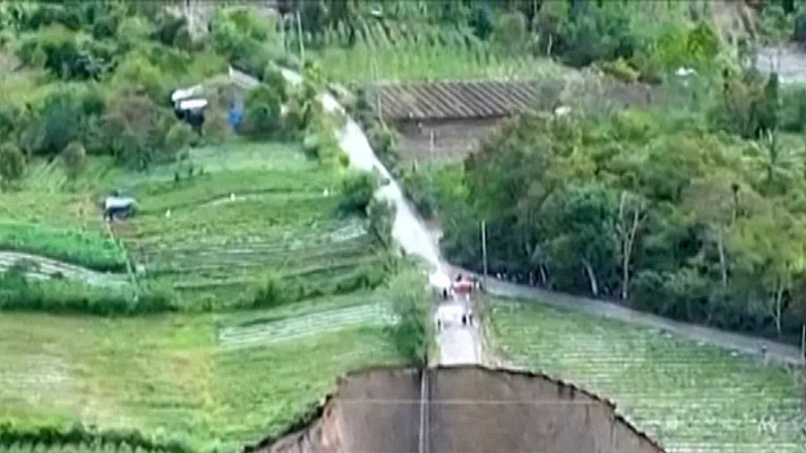 Giant Expanding Sinkhole Devours Indonesian Farmland