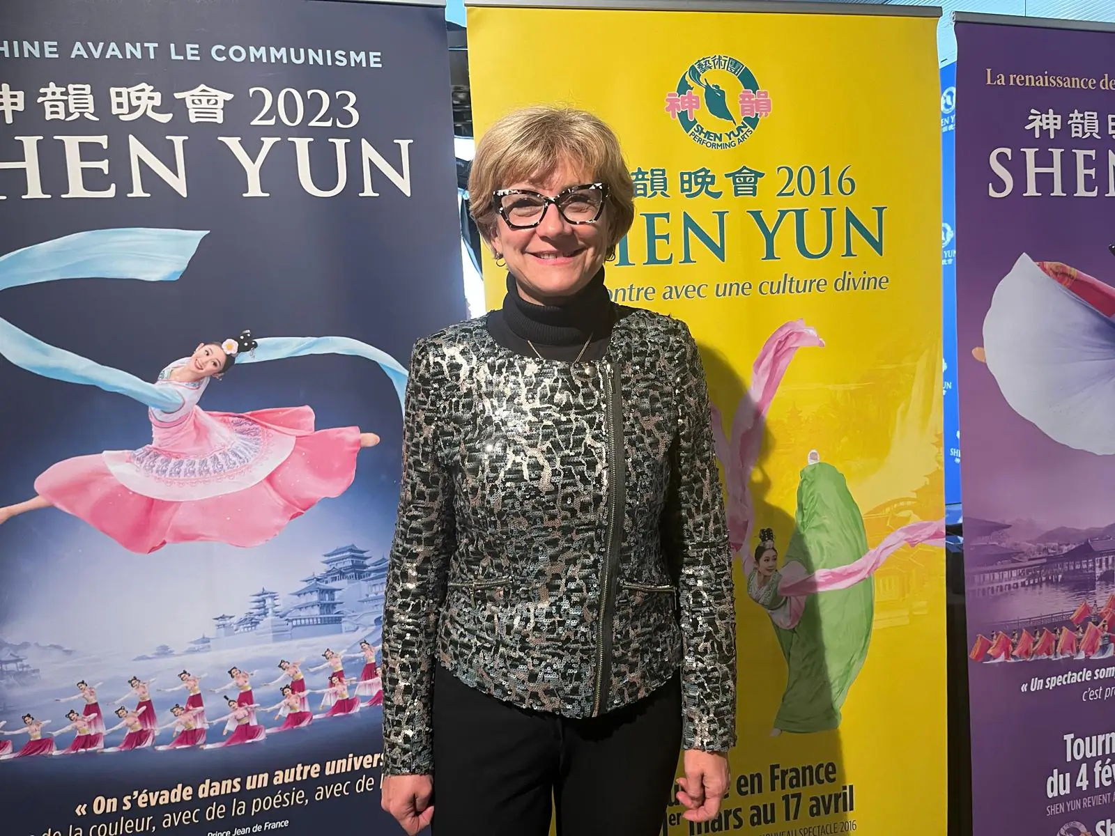 Marie-Paule Perrin, an insurance agent, at Shen Yun Performing Arts at the Palais des Congrès in Tours, France, on Feb. 14, 2026. (Isabelle Meyer/The Epoch Times)